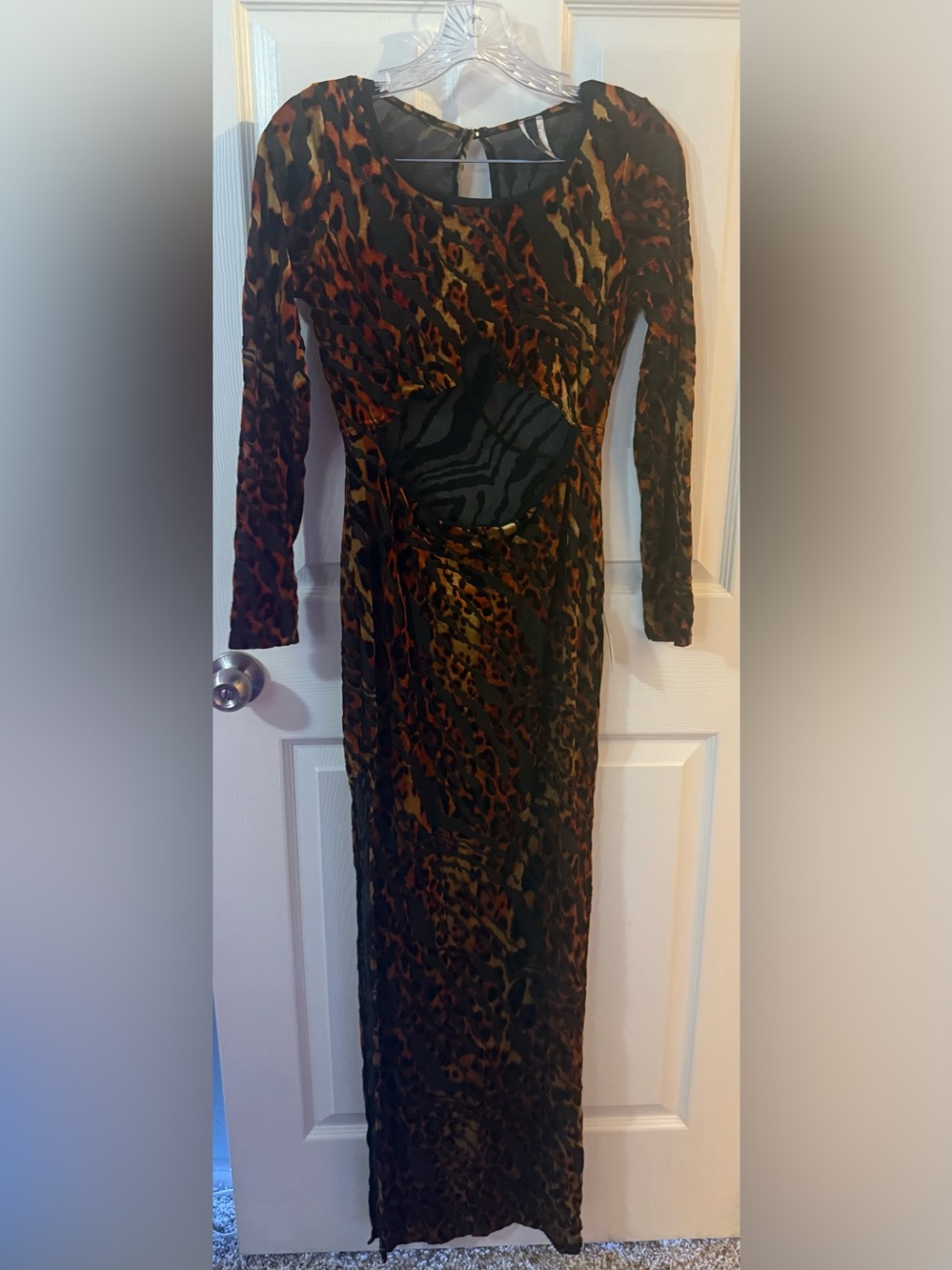 Long Sleeve Animal Print Dress sheer